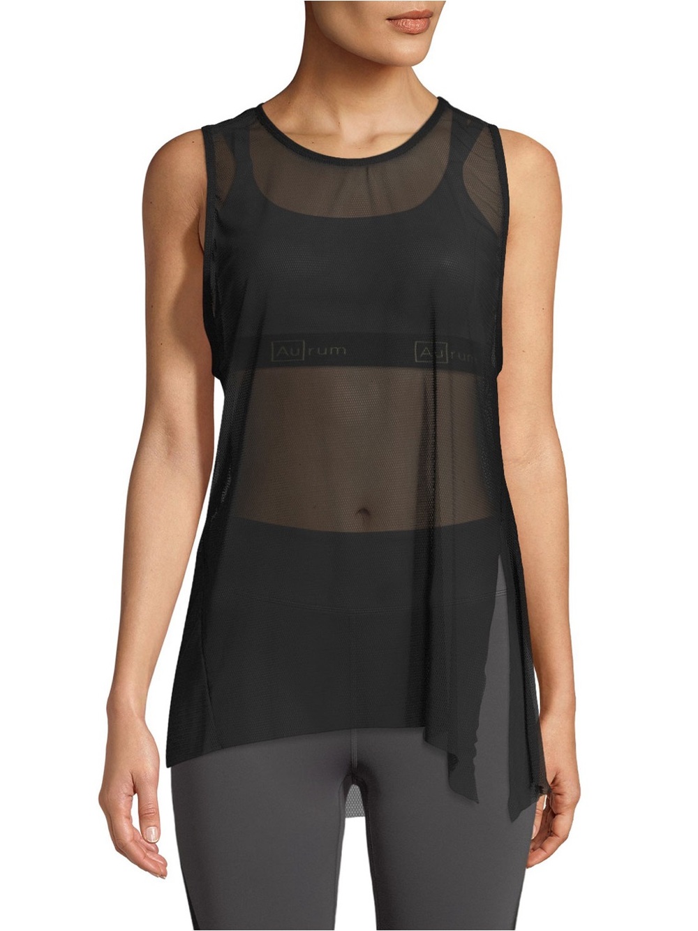 Sheer Black Sleeveless Mesh Tank Top